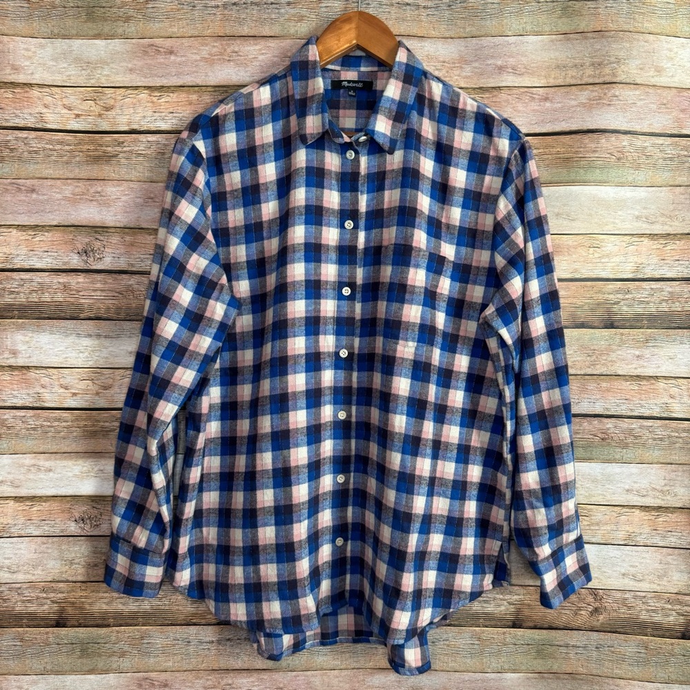 Madewell Women's Soft Flannel Sunday Shirt in Delgany Plaid Size Medium
